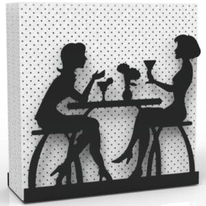 decorelax metal napkin holder for home kitchen restaurant picnic - women theme tabletop paper organizer upright tissue dispenser (black)