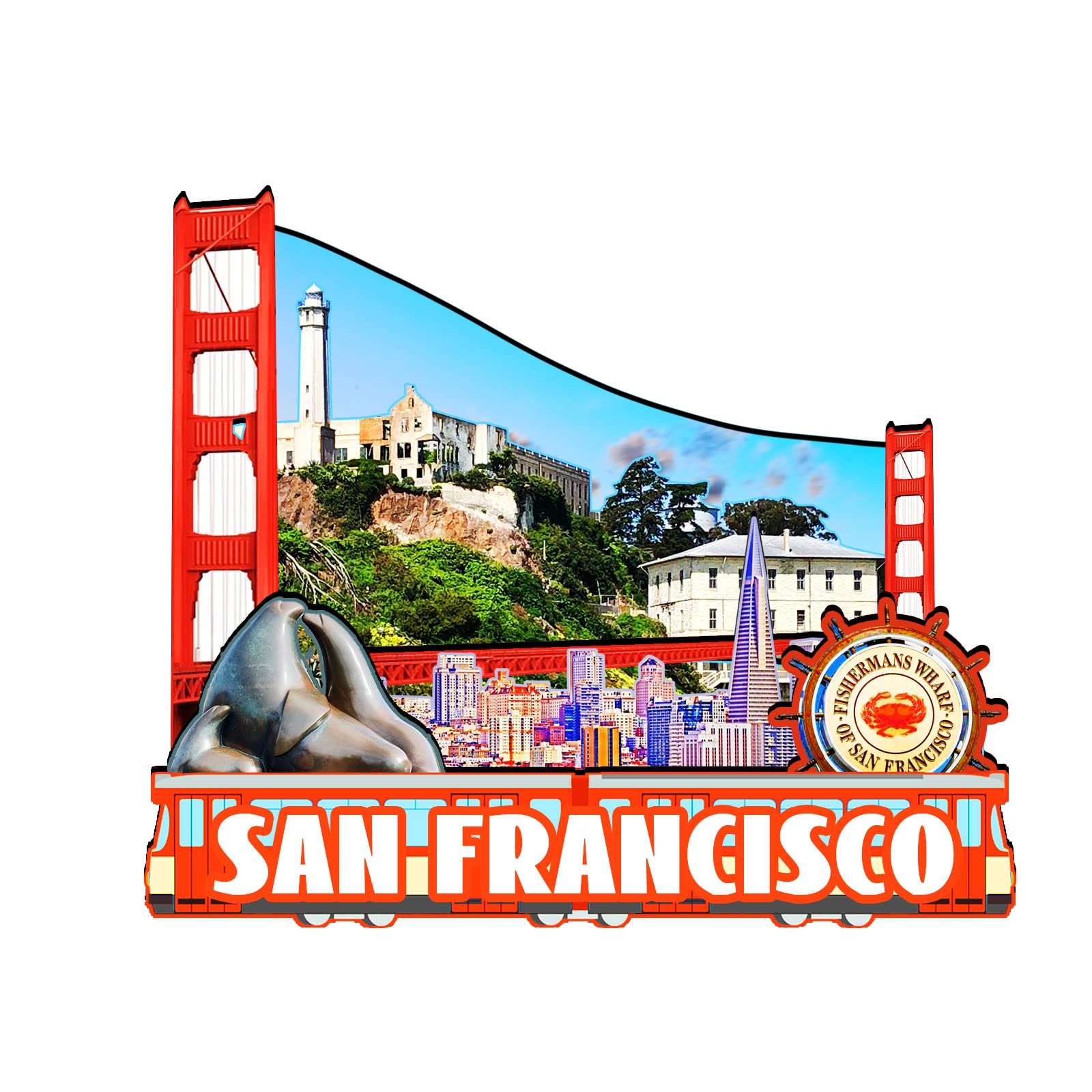 USA Wooden San Francisco Magnet 3D Fridge Magnets Travel Collectible Souvenirs Decorations Handmade Crafts-3