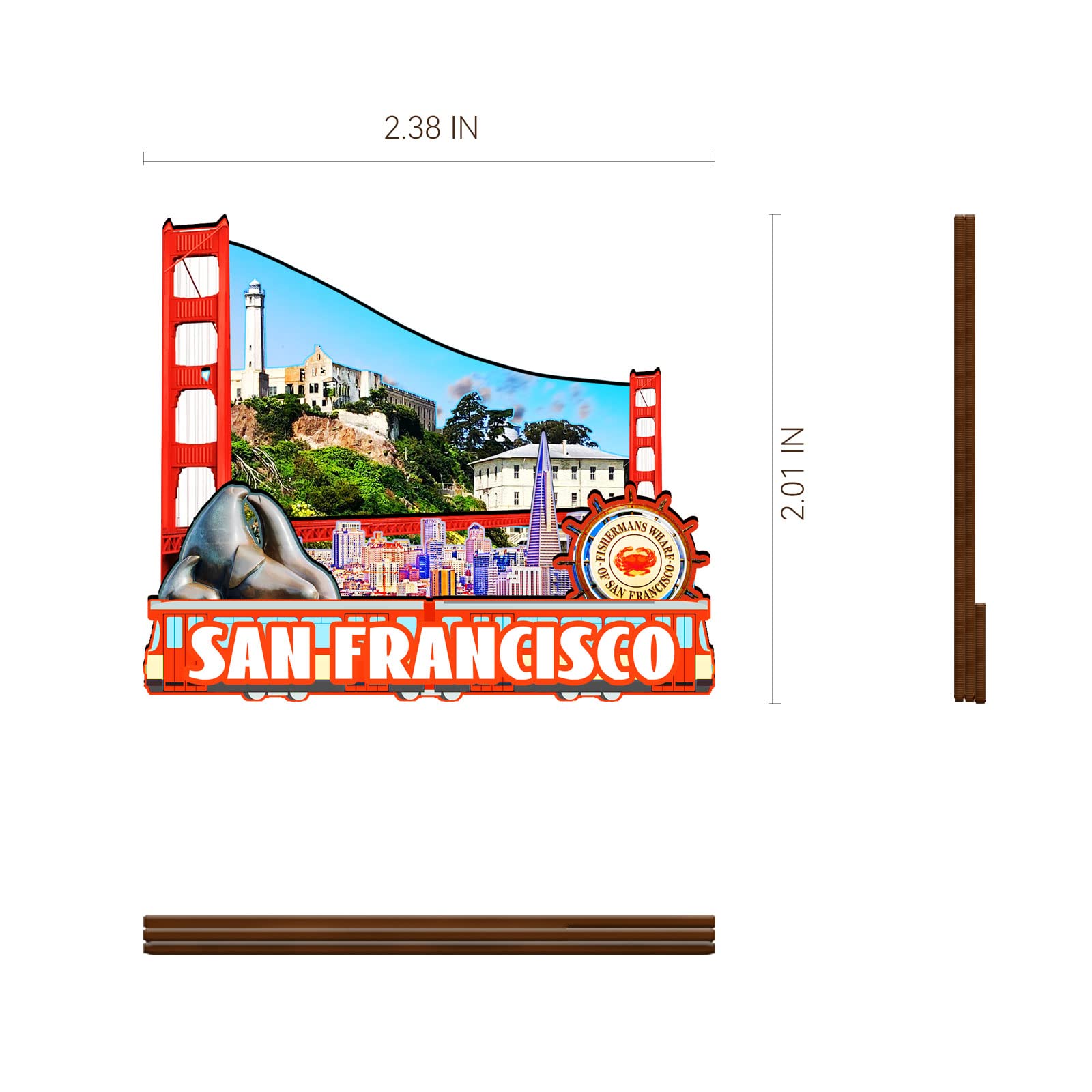 USA Wooden San Francisco Magnet 3D Fridge Magnets Travel Collectible Souvenirs Decorations Handmade Crafts-3