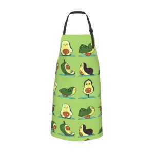 wisedeal yoga avocado adjustable bib neck apron polyester with 2 pockets cooking kitchen aprons for men and women chef, mom aunt apron for christmas birthday gifts for grilling bbq chef apron