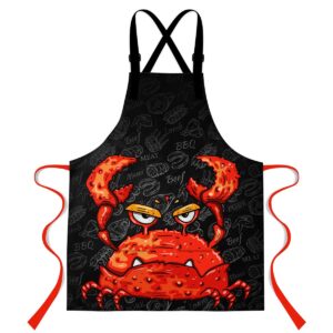 lshymn crab apron 33.4l x 27.5w inches with 2 pockets kitchen cooking extra long waist tie adjustable shoulder straps apron for men's women's kitchen apron wqlsmn4