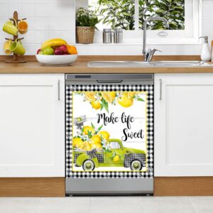 JUMU Make Life Sweet Flower Dishwasher Magnet Cover Sticker,Lemon Magnetic Decal Decoration,Little Green Car Kitchen