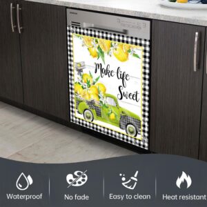 JUMU Make Life Sweet Flower Dishwasher Magnet Cover Sticker,Lemon Magnetic Decal Decoration,Little Green Car Kitchen