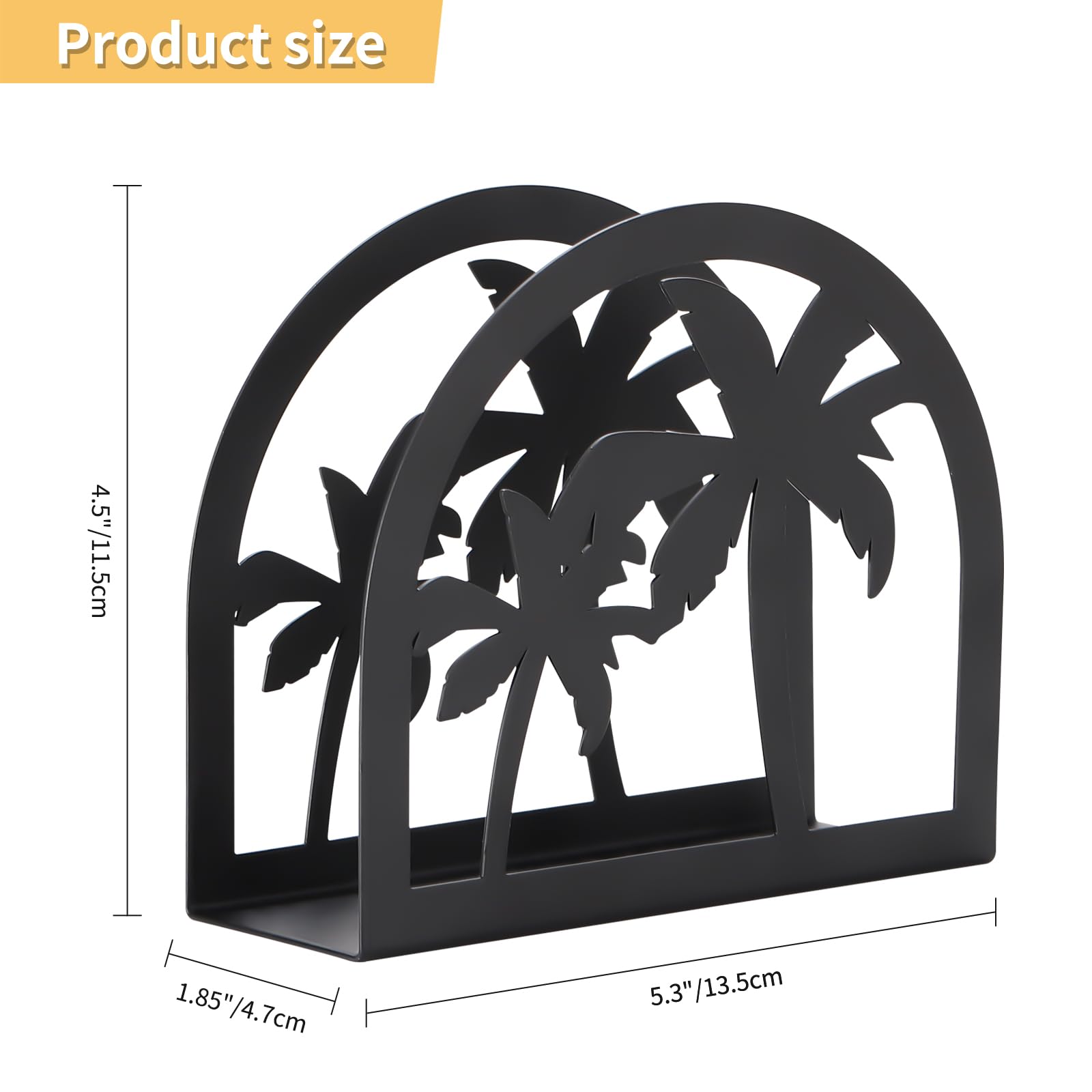 NDFECT Black Napkin Holder for Kitchen, Cocktail Coastal Palm Tree Napkins Holder, Upright Nautical Napkin Holders for Paper Napkins Party Tables, Metal