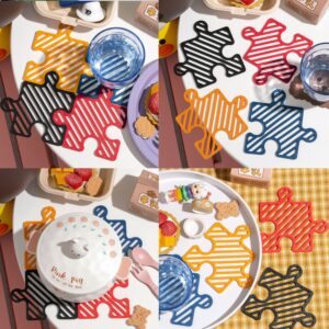 12 Pack Silicone Trivet Mats for Hot Dishes, Creative Puzzle Trivet for Hot Pots and Pans, Non-Slip Durable Trivet Mats for Table and Countertop, Kitchen Decor