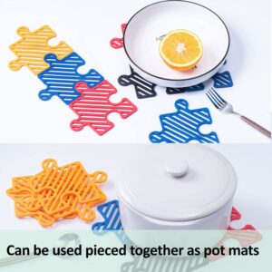 12 Pack Silicone Trivet Mats for Hot Dishes, Creative Puzzle Trivet for Hot Pots and Pans, Non-Slip Durable Trivet Mats for Table and Countertop, Kitchen Decor