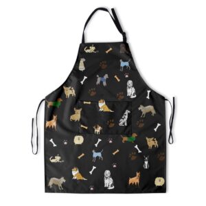 cute dog grooming apron waterproof with pockets 2 paw print apron dog grooming smock, dog lover aprons for adults adjustable shoulder strap polyester aprons cooking bbq adult artist aprons 28x33 inch