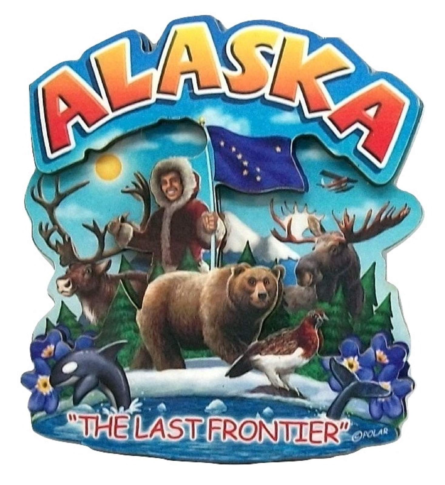 Alaska State Montage Wood Fridge Magnet 2