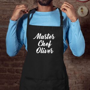 TEEAMORE Custom Grill Aprons for Women Men Add Your Text Personalized Chef Kitchen Apron