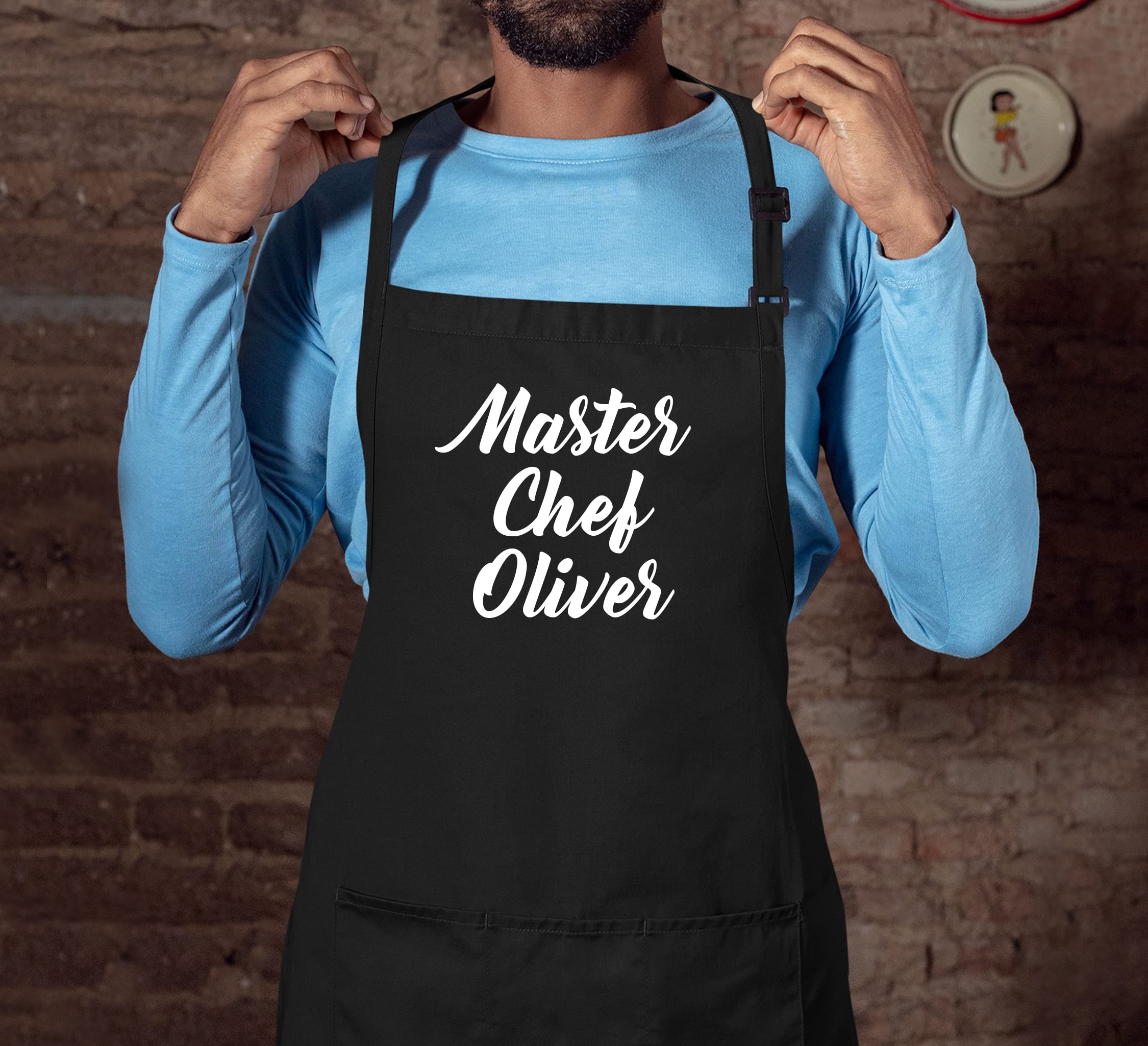 TEEAMORE Custom Grill Aprons for Women Men Add Your Text Personalized Chef Kitchen Apron