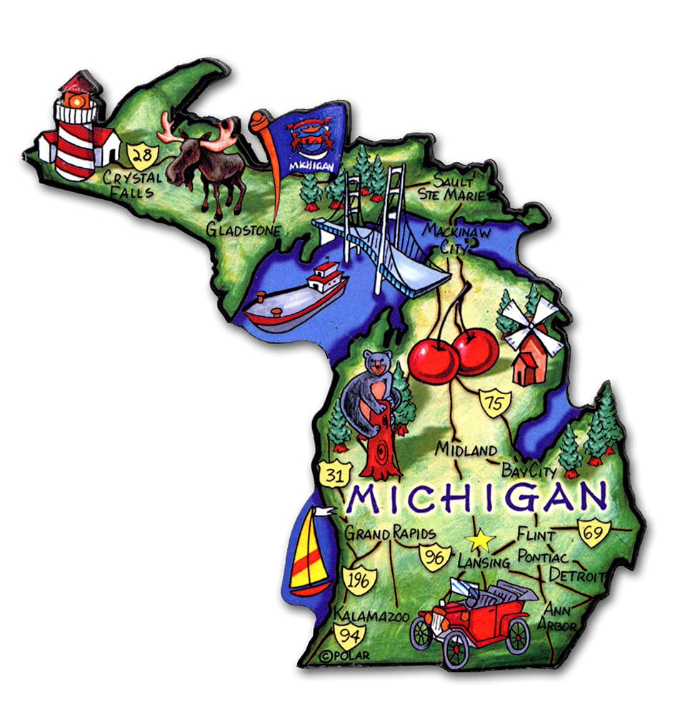 Michigan Artwood State Magnet Collectible Souvenir by Classic Magnets