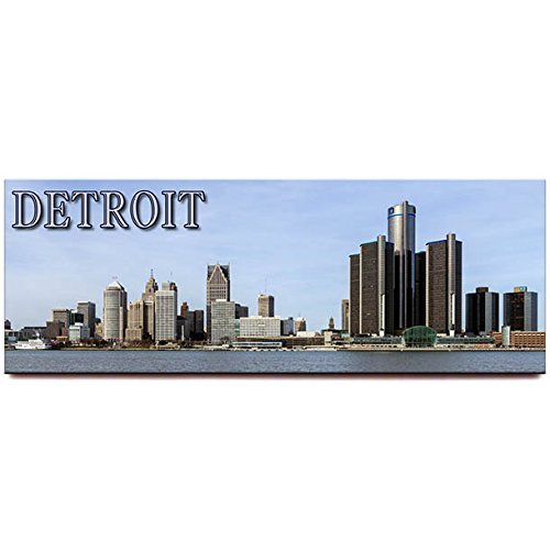 Detroit panoramic fridge magnet Michigan travel souvenir