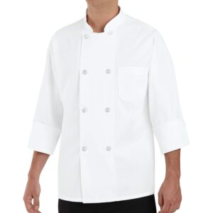 chef designs mens eight pearl button coat chefs jackets, white, x-large us