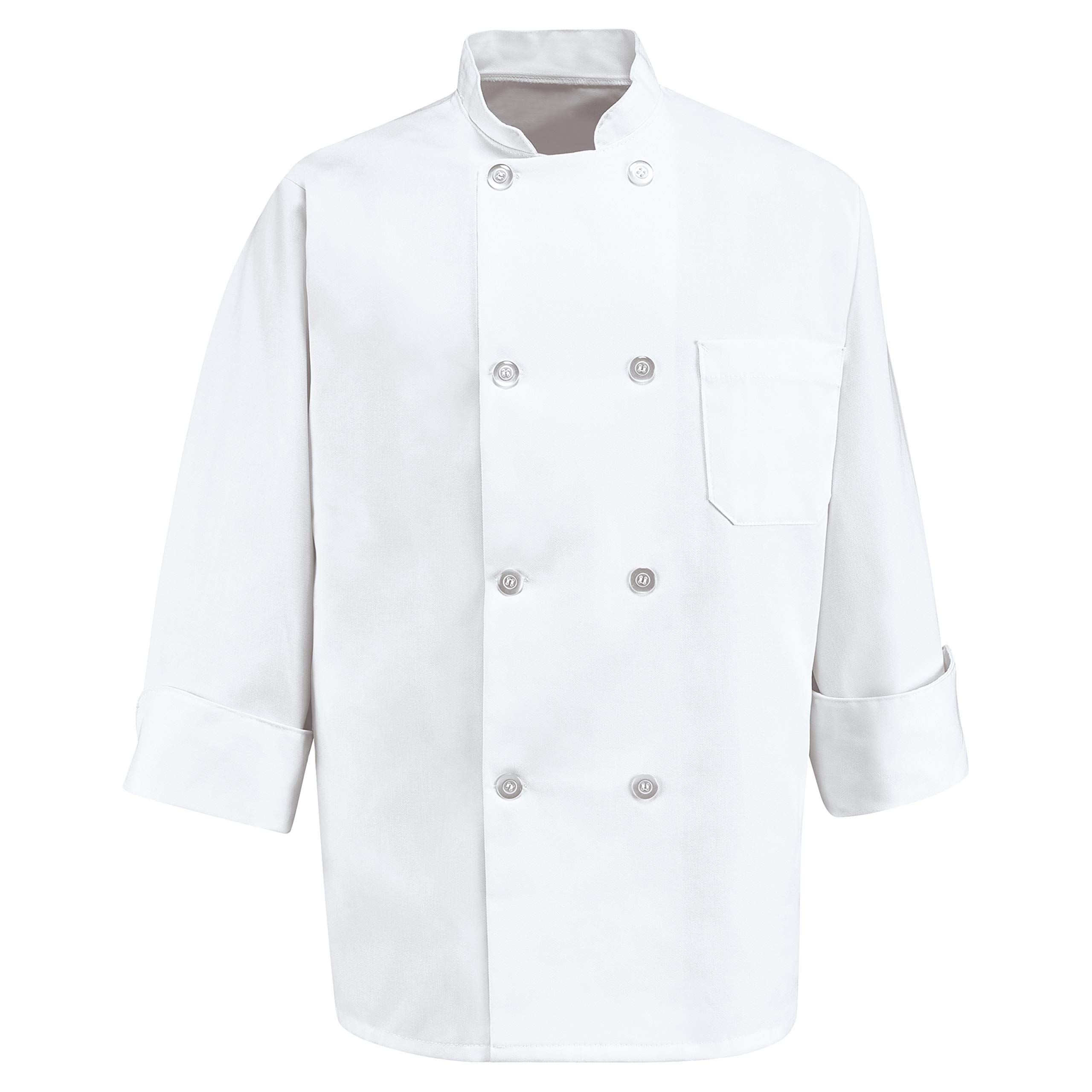 Chef Designs mens Eight Pearl Button Coat chefs jackets, White, X-Large US