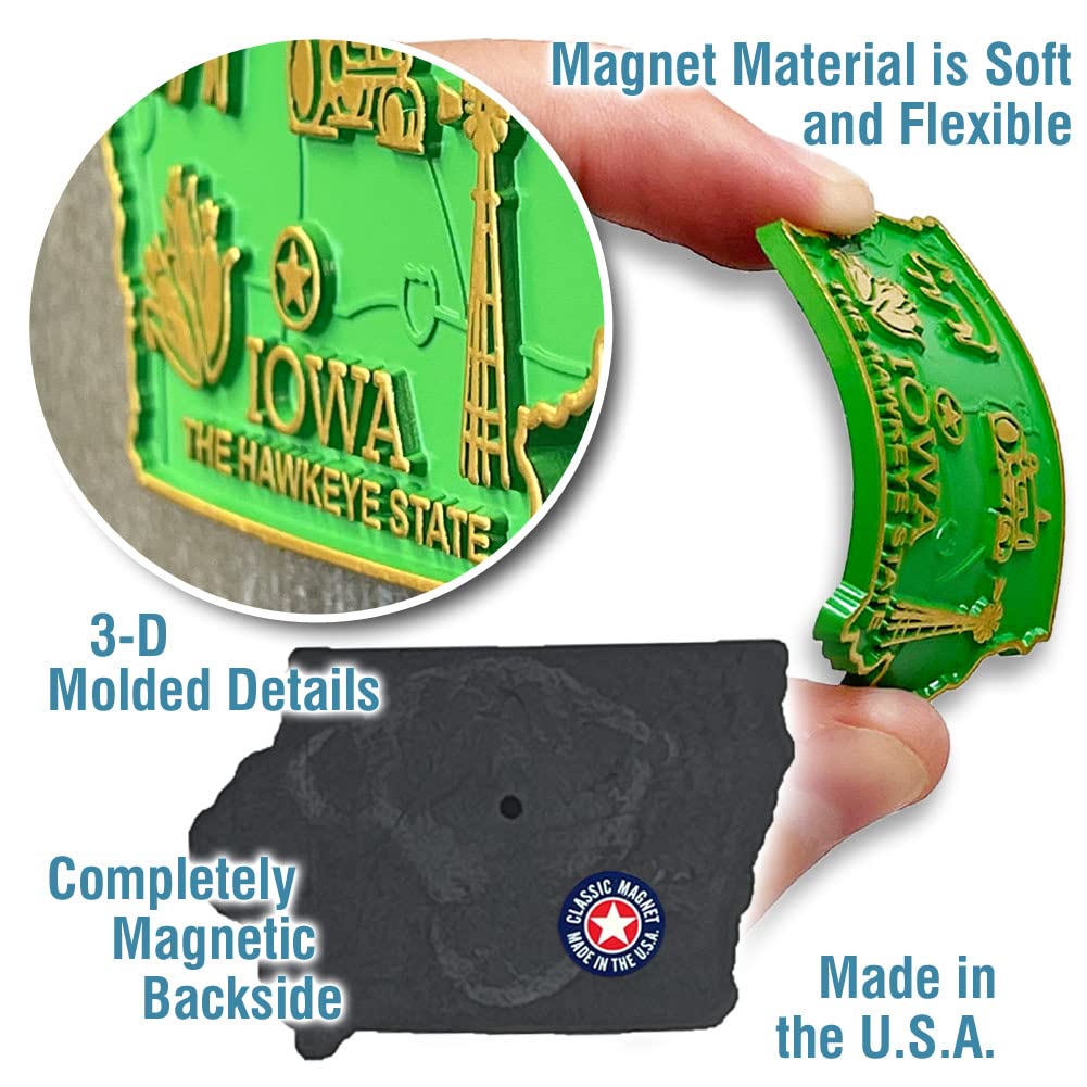 Iowa Small State Magnet by Classic Magnets, 2.3" x 1.6", Collectible Souvenirs Made in The USA