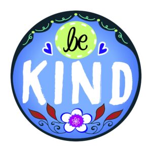 blue floral be kind magnet for cars, lockers, garage doors, refrigerators, and more, inspirational and inclusive removable magnetic decal, 5 1/2 inch