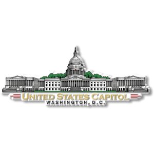 u.s. capitol magnet by classic magnets, washington d.c. series, collectible souvenirs made in the usa, 5.7" x 2.3"
