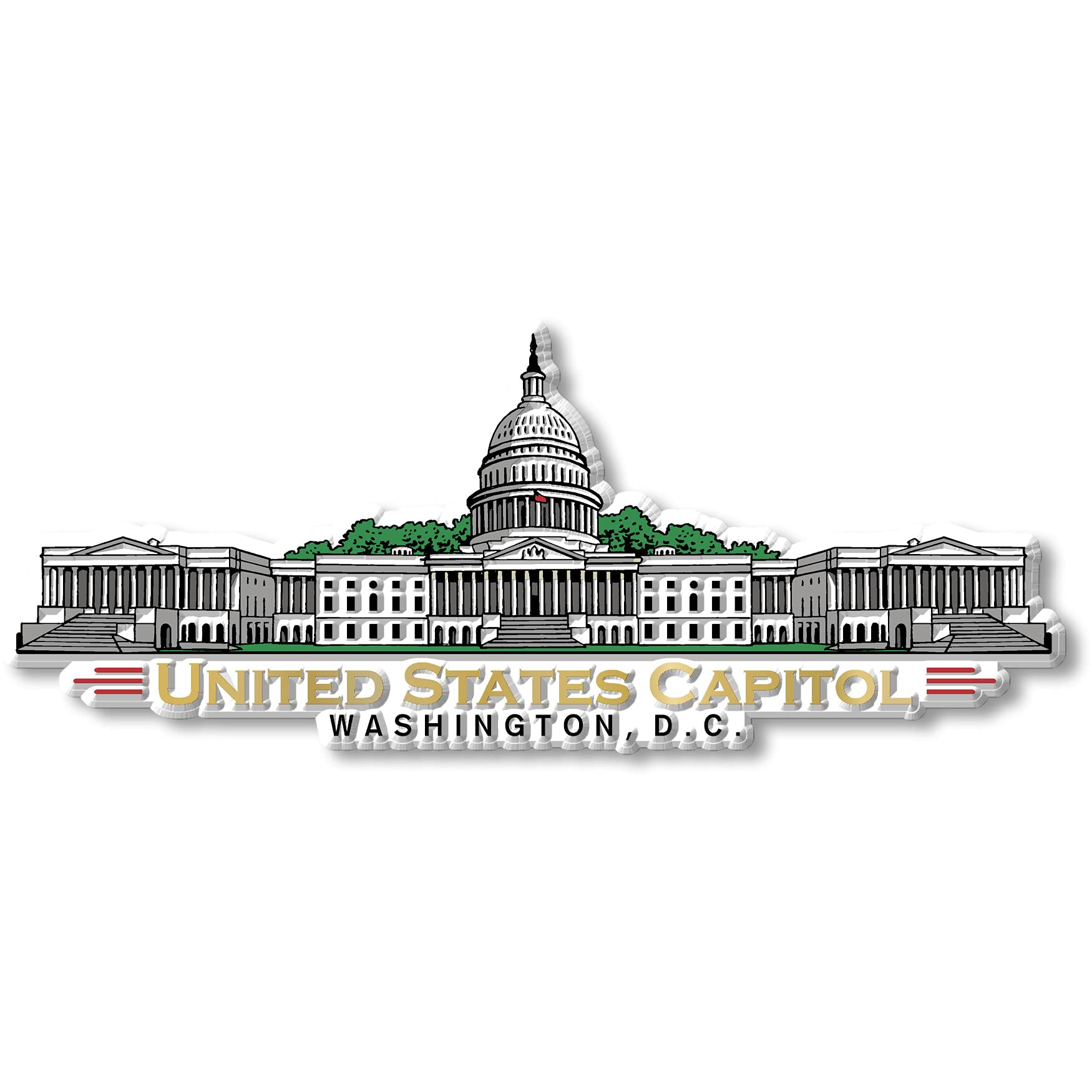 U.S. Capitol Magnet by Classic Magnets, Washington D.C. Series, Collectible Souvenirs Made in The USA, 5.7" x 2.3"