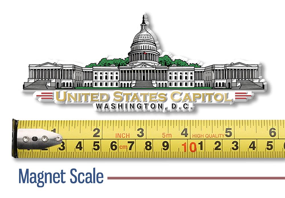 U.S. Capitol Magnet by Classic Magnets, Washington D.C. Series, Collectible Souvenirs Made in The USA, 5.7" x 2.3"