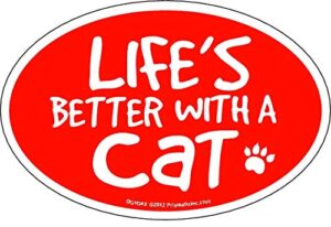 life is better with a cat, cute magnet gift for cat lovers - decorate fridge, locker, & more
