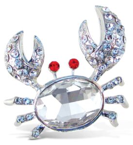 cota global crab sparkling refrigerator magnet - silver & red sparkling rhinestones crystals, cute sparkly ocean life animal magnet for kitchen door fridge, cool home & office novelty decor - 3 inch