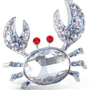 COTA Global Crab Sparkling Refrigerator Magnet - Silver & Red Sparkling Rhinestones Crystals, Cute Sparkly Ocean Life Animal Magnet for Kitchen Door Fridge, Cool Home & Office Novelty Decor - 3 Inch