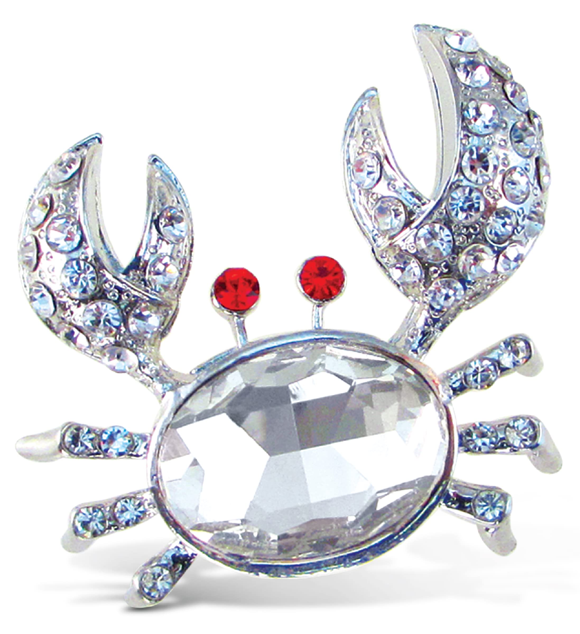 COTA Global Crab Sparkling Refrigerator Magnet - Silver & Red Sparkling Rhinestones Crystals, Cute Sparkly Ocean Life Animal Magnet for Kitchen Door Fridge, Cool Home & Office Novelty Decor - 3 Inch