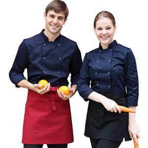 Men's Navy Metal Snaps Chef Coat Classic Kitchen Chef Work Uniform