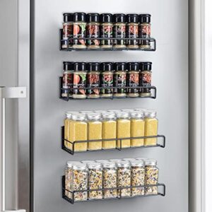 edwoder magnetic spice rack for refrigerator,4 pack magnetic shelf magnet organizer for side of fridge microwave oven metal surface,black