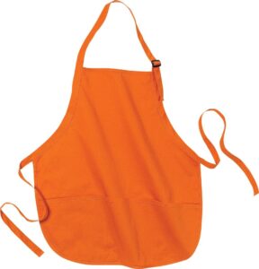 medium length apron with pouch pockets by port authority, orange