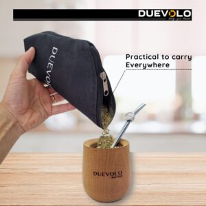 DUEVOLO Yerba Mate Yerbero Container. Practical and Modern Fabric Container for Emptying Yerba Mate Cup Easy to Fill. Serves for Sugar Bowl and Ground Coffee Container. Ideal for work, outdoor, travel