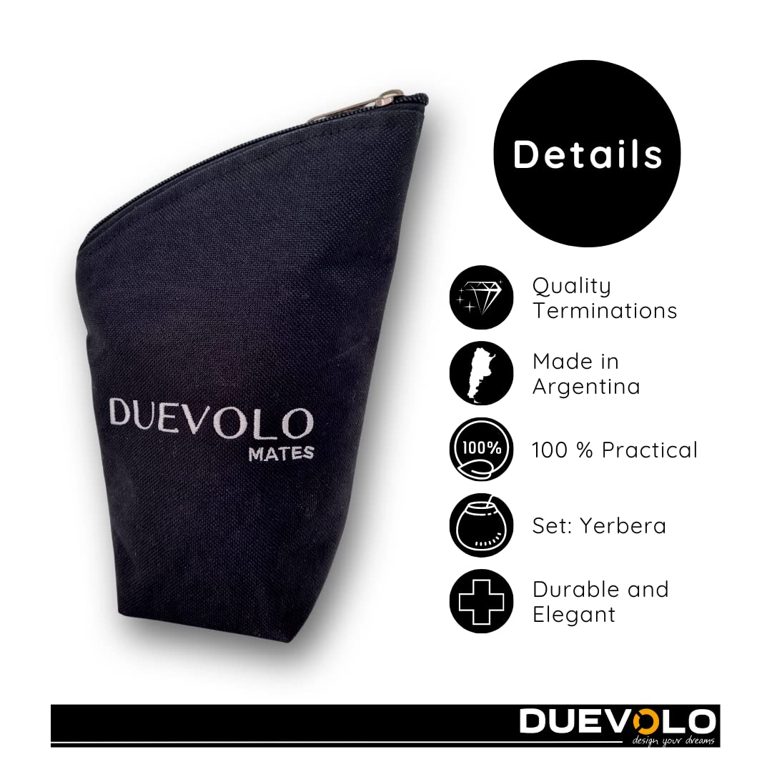 DUEVOLO Yerba Mate Yerbero Container. Practical and Modern Fabric Container for Emptying Yerba Mate Cup Easy to Fill. Serves for Sugar Bowl and Ground Coffee Container. Ideal for work, outdoor, travel