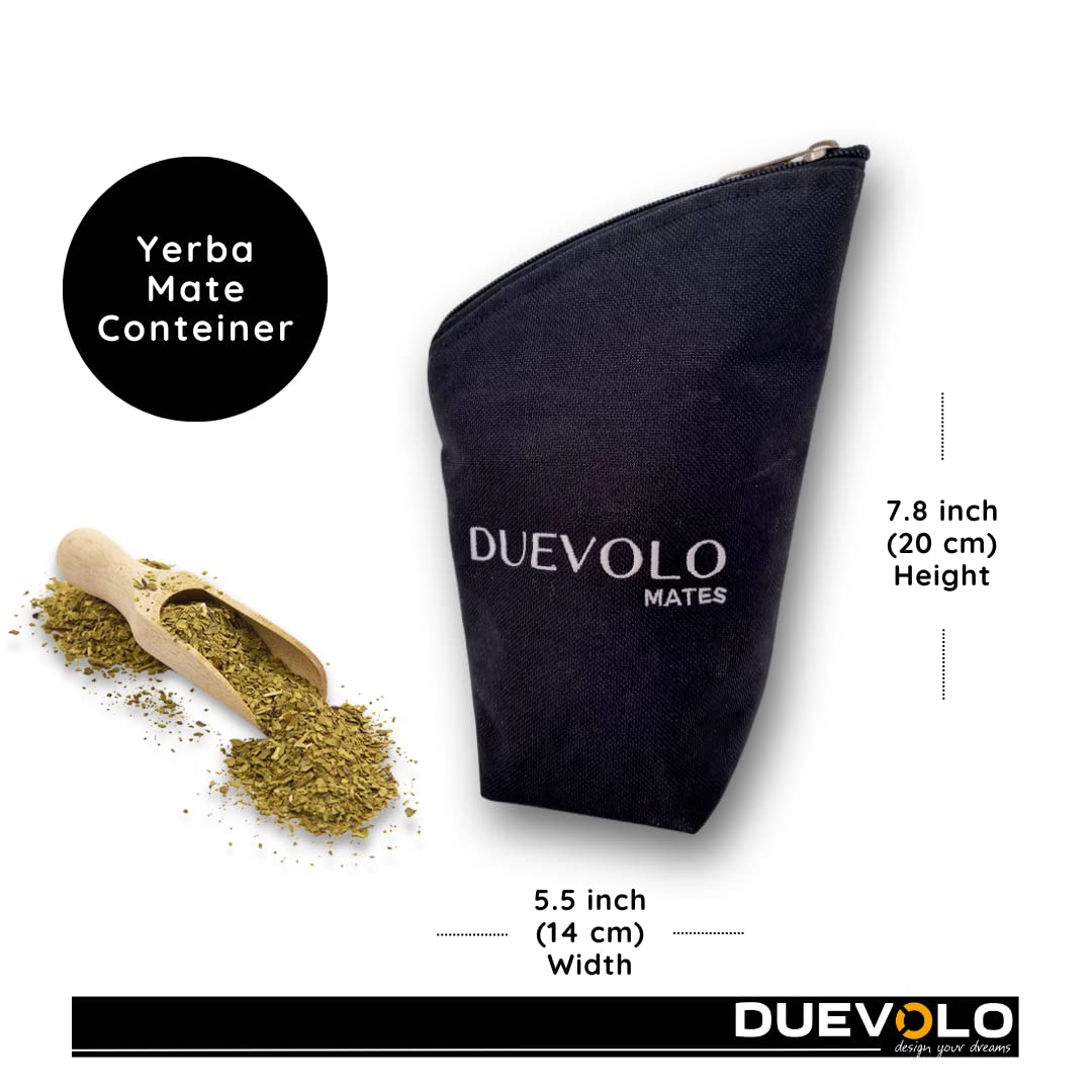 DUEVOLO Yerba Mate Yerbero Container. Practical and Modern Fabric Container for Emptying Yerba Mate Cup Easy to Fill. Serves for Sugar Bowl and Ground Coffee Container. Ideal for work, outdoor, travel