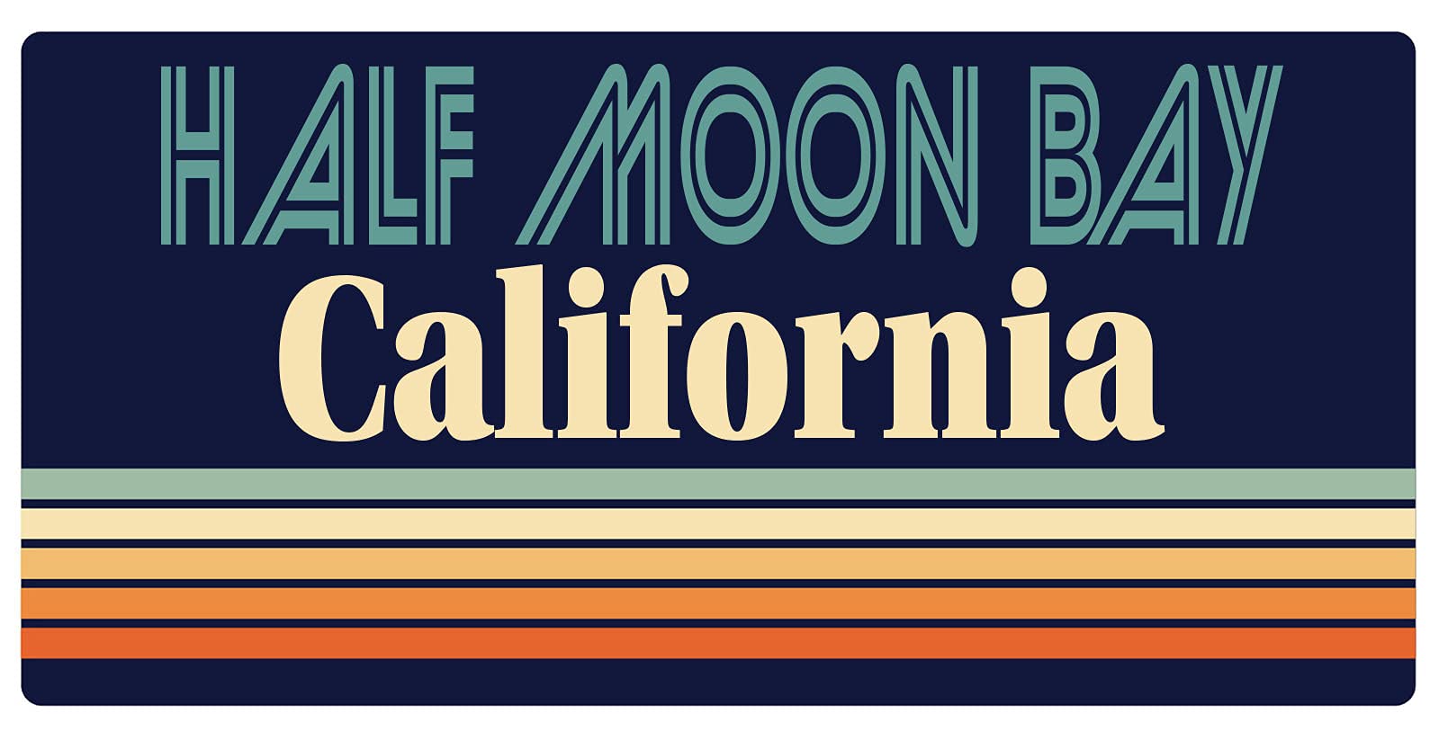 Half Moon Bay California 5 x 2.5-Inch Fridge Magnet Retro Design