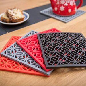 Silicone Trivet for hot Dishes Pots and Pans Our Decorative Table Mats can be Used as Pot Holders and Oven Mitts Coasters Jar Openers and are Microwave Safe. Set of 2 Potholders by Q's INN.
