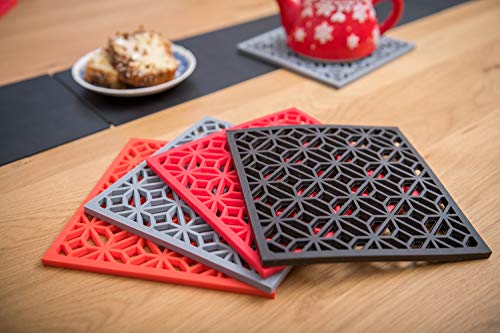 Silicone Trivet for hot Dishes Pots and Pans Our Decorative Table Mats can be Used as Pot Holders and Oven Mitts Coasters Jar Openers and are Microwave Safe. Set of 2 Potholders by Q's INN.