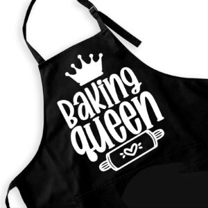 ihopes funny black baking apron for women baker,cute baking queen apron with 2 pockets and adjustable neck strap,perfect for birthday/christmas/thanksgiving, large