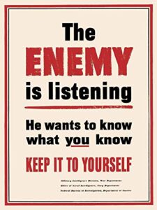 magnet espionage! the enemy is listening ww2 vintage style spy magnet vinyl magnetic sheet for lockers, cars, signs, refrigerator 5"