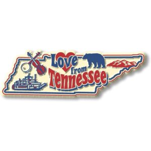love from tennessee vintage state magnet by classic magnets, collectible souvenirs made in the usa, 4.2" x 1.4"