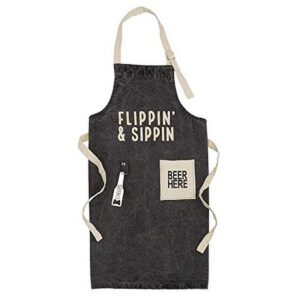 mud pie 40910006 flippin and sippin apron, 37" x 28", black
