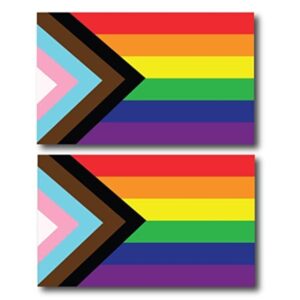 magnet me up flag progress pride gay pride rainbow flag car magnet decal, 3x5 inches, 2 pack, heavy duty automotive magnet for car truck suv, in support of lgbtq
