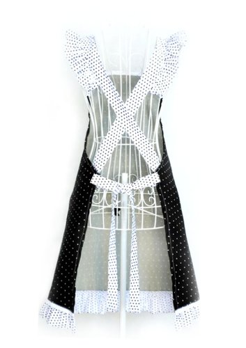 Hyzrz Princess Frill Lace Polka Dot Kitchen Cooking Aprons for Women with Pockets Cross Back