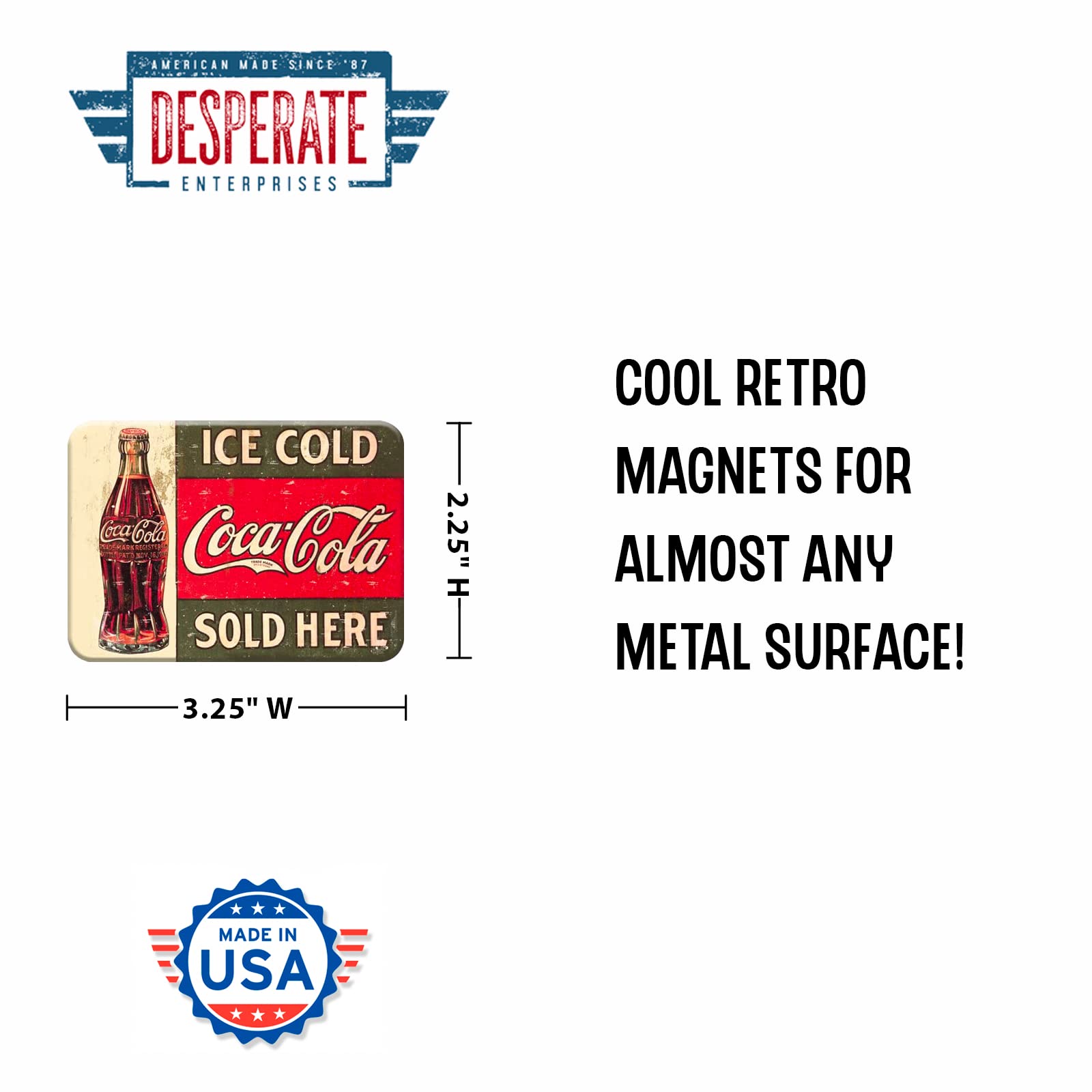 Desperate Enterprises 1916 Ice Cold Coca-Cola Refrigerator Magnet - Funny Magnets for Office, Home & School - Made in The USA