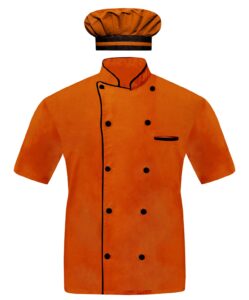 infohandmade modeling men chef jacket half sleeves in 10 colours chef coat with cap orange (medium)