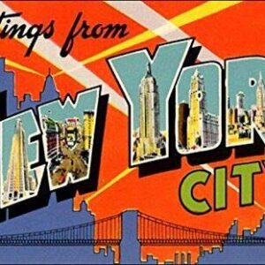 MAGNET 3x5 inch Greetings from New York City Sticker (Vintage Post Card NYC Design NY) Magnetic vinyl bumper sticker sticks to any metal fridge, car, signs