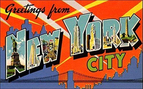 MAGNET 3x5 inch Greetings from New York City Sticker (Vintage Post Card NYC Design NY) Magnetic vinyl bumper sticker sticks to any metal fridge, car, signs