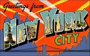 magnet 3x5 inch greetings from new york city sticker (vintage post card nyc design ny) magnetic vinyl bumper sticker sticks to any metal fridge, car, signs