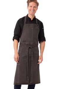 chef works unisex dorset chefs bib apron, pewter, one size
