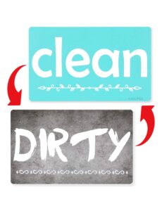 dishwasher magnet clean dirty sign - dishwasher sign waterproof and double sided flip with bonus metal plate,reversible indicator works for dishwasher by a aulife