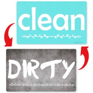 Dishwasher Magnet Clean Dirty Sign - Dishwasher Sign Waterproof and Double Sided Flip with Bonus Metal Plate,Reversible Indicator Works for Dishwasher by A AULIFE